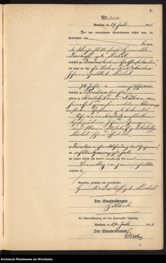 image.from.unit.number "Sterbe-Neben-Register Breslau I 1891 Band 6 "