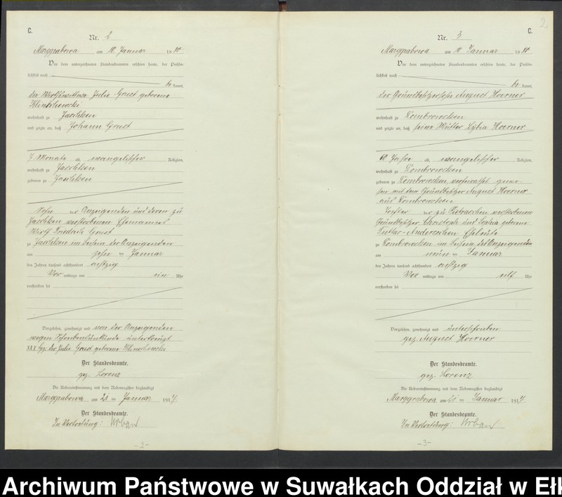 image.from.unit.number "C1.Sterbe-Register (Haupt-Register)Standesamt Marggrabowa Landbezirk vol. I No.1 bis 205"