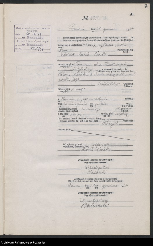 Obraz 9 z jednostki "Księga urodzeń odpis tom VIII [Rejestr poboczny urodzeń]"