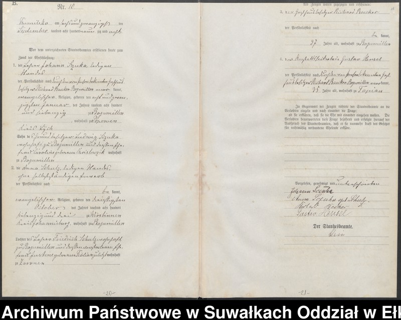 image.from.unit.number "Heiraths-Haupt-Register des Königlichen Preussischen Standes-Amtes Kumilsko Kreis Johannisburg"