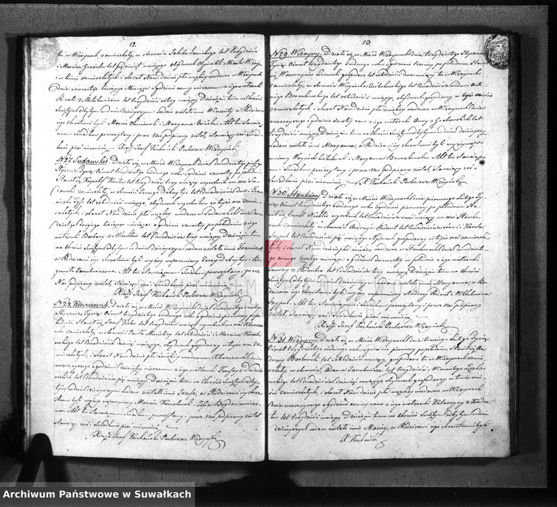 image.from.unit.number "Księga duplikat urodzenia, małżeństw i zejscia parafii wiżayńskiey z roku 1837"