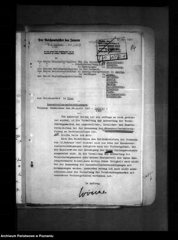 Obraz 18 z jednostki "Kassenverlust- Entschädigung"