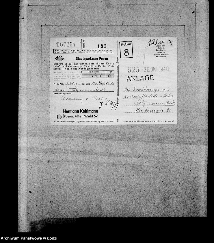 Obraz 18 z jednostki "Bankkonto nr 1600"