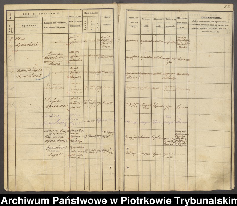 image.from.unit.number "[Księga ludności stałej wsi: Kamieńsk, Ściegny , Osada Seweryn, Osada Gomunice]"