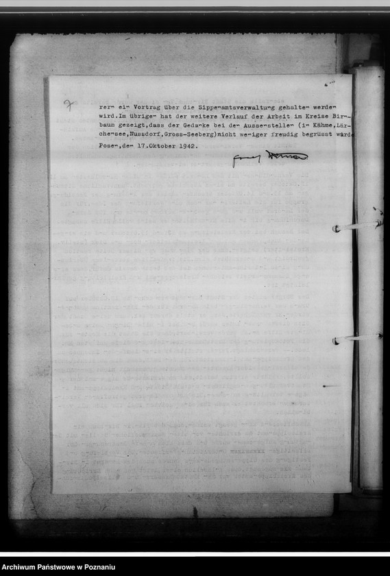 Obraz 11 z jednostki "[Korespondencja w sprawach organizacyjnych, sprawozdanie z działalności], Kreissippenamt Birnbaum [Międzychód]"