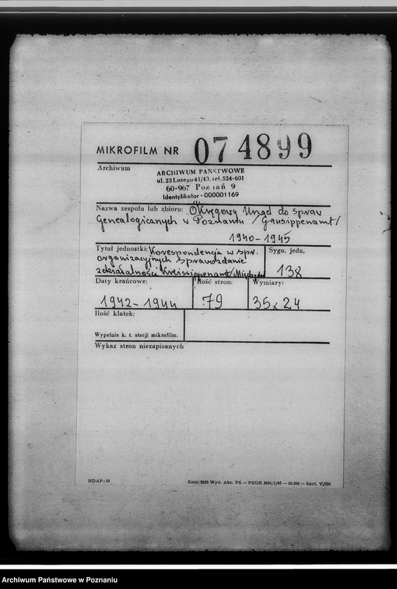 Obraz 2 z jednostki "[Korespondencja w sprawach organizacyjnych, sprawozdanie z działalności], Kreissippenamt Birnbaum [Międzychód]"