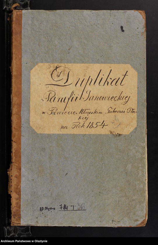 image.from.unit.number "Duplikat Parafii Janowieckiej w Powiecie Mławskim Gubernii Płockiej na rok 1854"