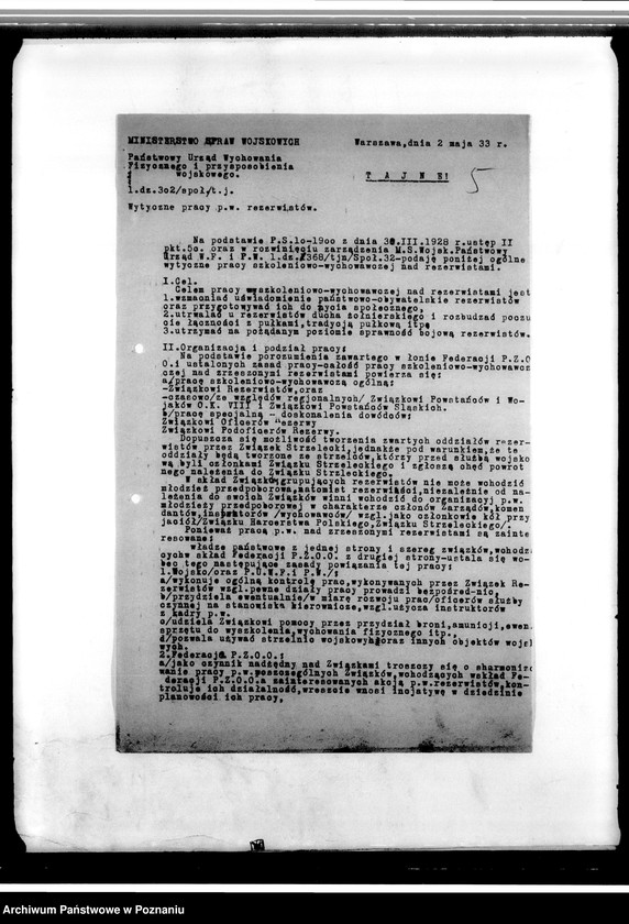 Obraz 9 z jednostki "Korespondencja Związku-rozkazy wykonawcze, wytyczne do pracy Związku Rezerwistów, zarządzenia w sprawie ulg kolejowych, sprawy personalne, sprawozdania z działalności"