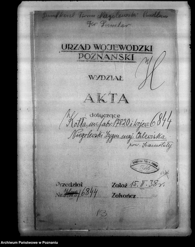 Obraz 5 z jednostki "Z. Niegolewski Chlewiska powiat szamotulski gospodarstwo rolne nr woj. kotła 6844"