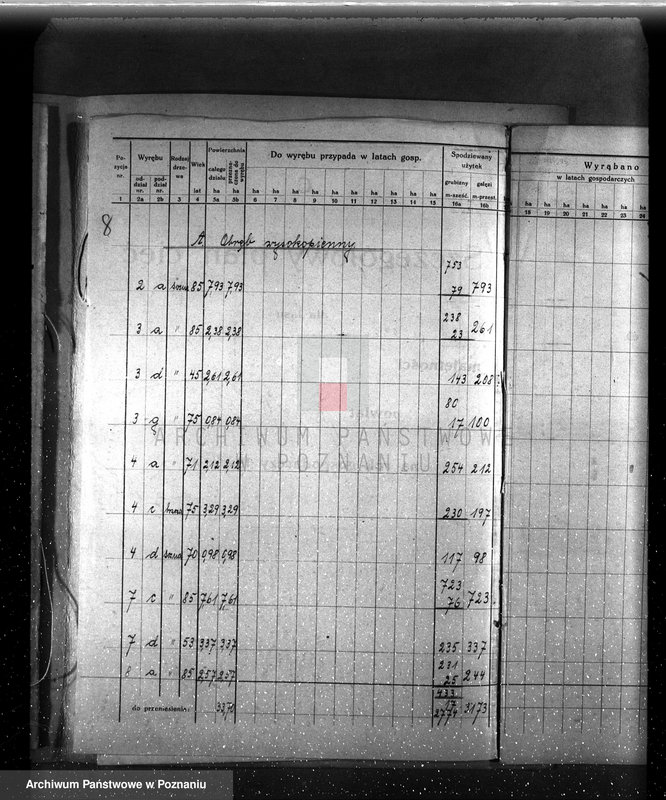 image.from.unit.number "/Szczegółowy plan zalesień i cięć lasu dla majętności Rudki powiat szamotulski 1929-1939"