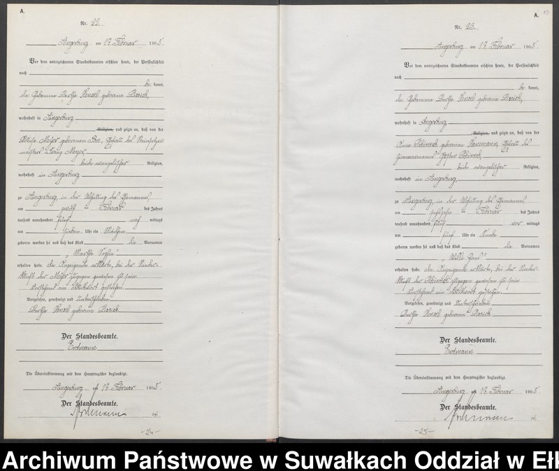 image.from.unit.number "Geburts-Neben-Register des Preussischen Standes-Amtes Angerburg Kreis Angerburg Band I"