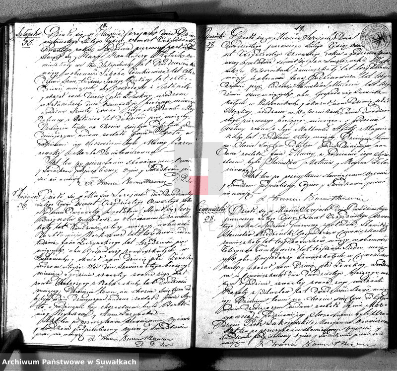 image.from.unit.number "Duplikat aktów urodzonych, zaślubionych i zmarłych w parafii sereyskiey w dekanacie łoździejskim z roku 1834"