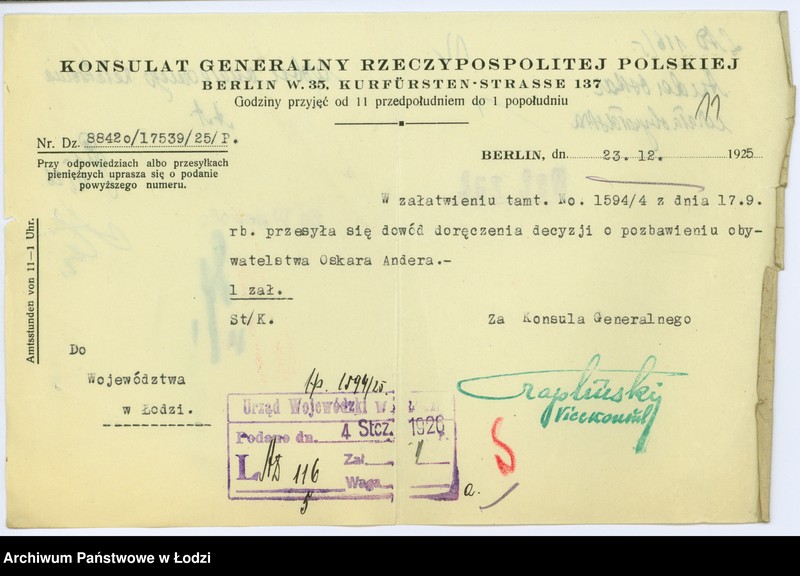 Obraz 14 z jednostki "Pozbawienie obywatelstwa 116-5729, 1-94"
