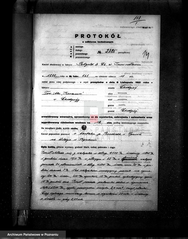 Obraz 18 z jednostki "Fabryka porcelany i wyrobów ceramicznych Towarzystwo Akcyjne "Kieramos" Kocioł nr fabr. 565, kocioł nr porządkowy 36"