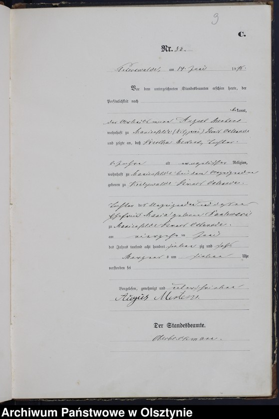 image.from.unit.number "Sterbe-Haupt-Register Tom I,Nr 75 - 140"