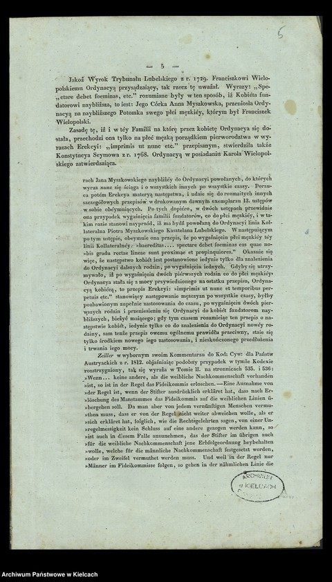 Obraz 7 z kolekcji "Mapy genealogiczne Myszkowskich, Wielopolskich, wraz z opisem początku Ordynacji"