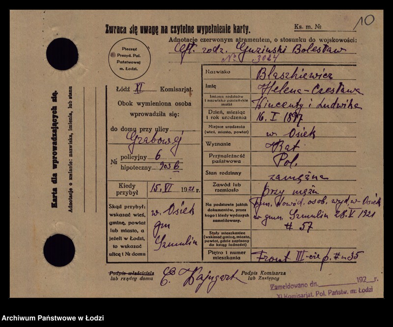 Obraz 12 z jednostki "[Spis ludności Łodzi] Błaszek - Bochenek"