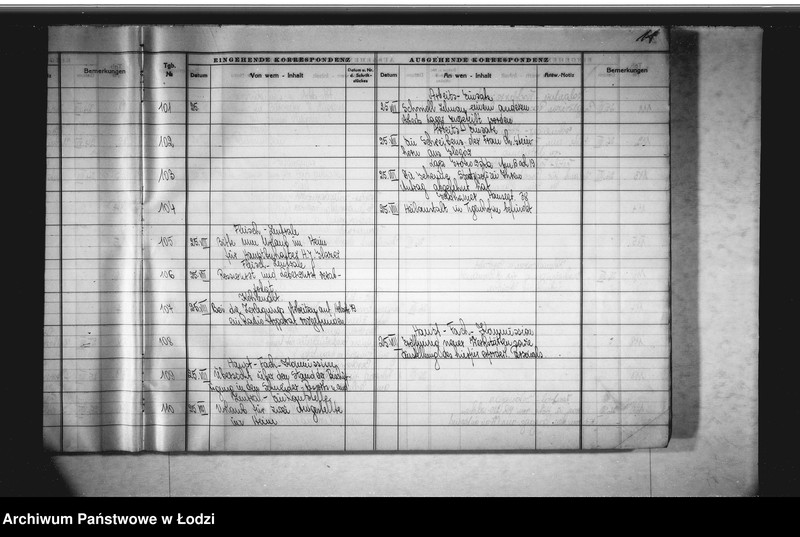 Obraz 16 z jednostki "Tagebuch [Dziennik przychodzącej i wychodzącej korespondencji]"