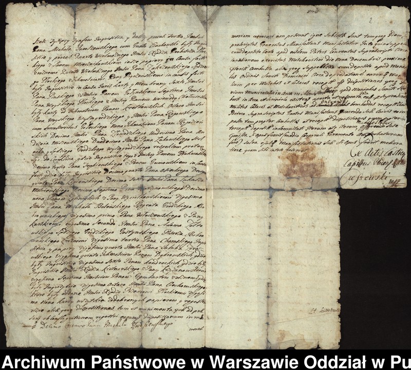 image.from.unit.number "Ekstrakt z ks. gr. płockich manifestacji burgrabiego grodzkiego płockiego Marcina Mlickiego z 1706 r., stwierdzającej, że akta procesowe różnych osób, które reprezentował na Trybunale Koronnym jako patron, były przechowywane w klasztorze płockim benedyktynów i tam zostały spalone przez wojska moskiewskie"