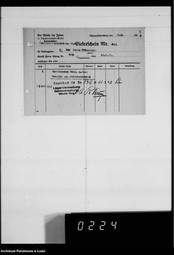 Obraz 14 z jednostki "Kürschnerei. [Zamówienia, rachunki i świadectwa dostaw]"