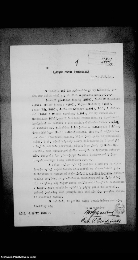 Obraz 5 z jednostki "Akta dotyczące b. rabina w Wieruszowie"