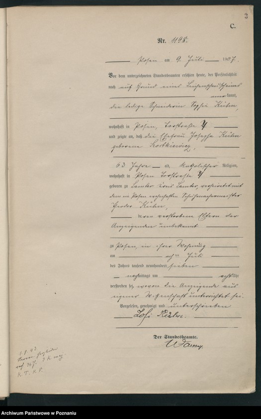 Obraz 5 z jednostki "Księga miejscowa zgonów tom III [Rejestr główny zgonów]"