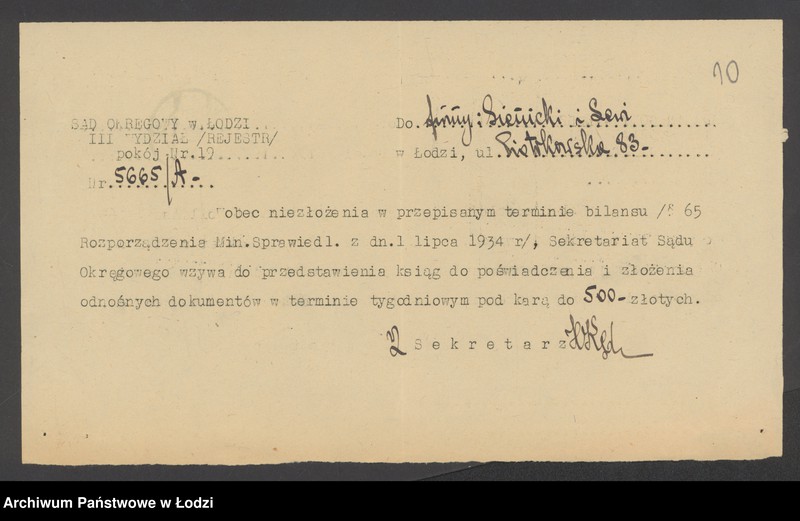 Obraz 12 z jednostki "Sienicki i Lewi- handel papierem i przędzą"