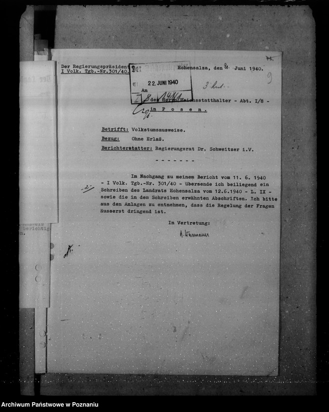 Obraz 13 z jednostki "Zarządzenia i korespondencja w sprawie zaświadczeń o pochodzeniu niemieckim"