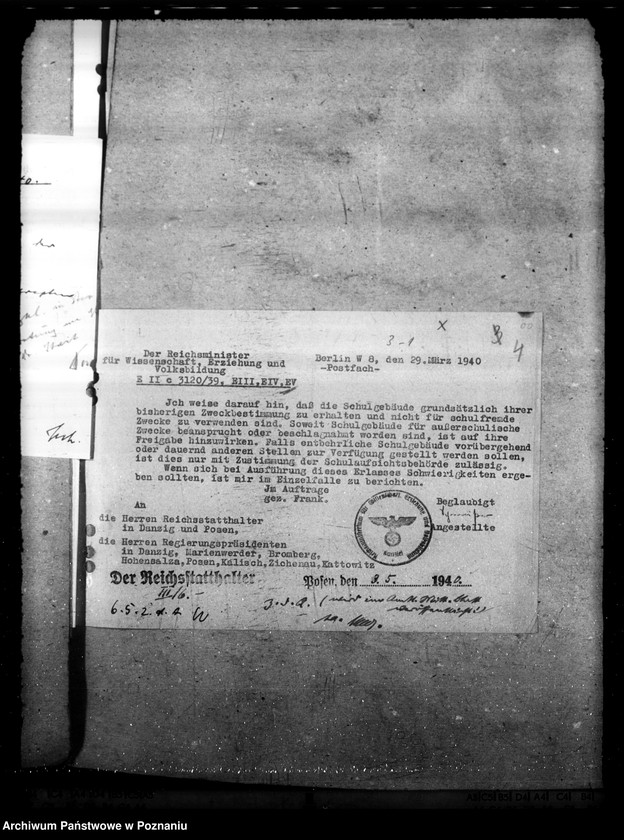 Obraz 9 z jednostki "Zuweisung beschlagnahmter Grundstücke. Schulgrundstück. Liquidierung der polnischen Schulvereine. Sommerkolonie- Komitee"