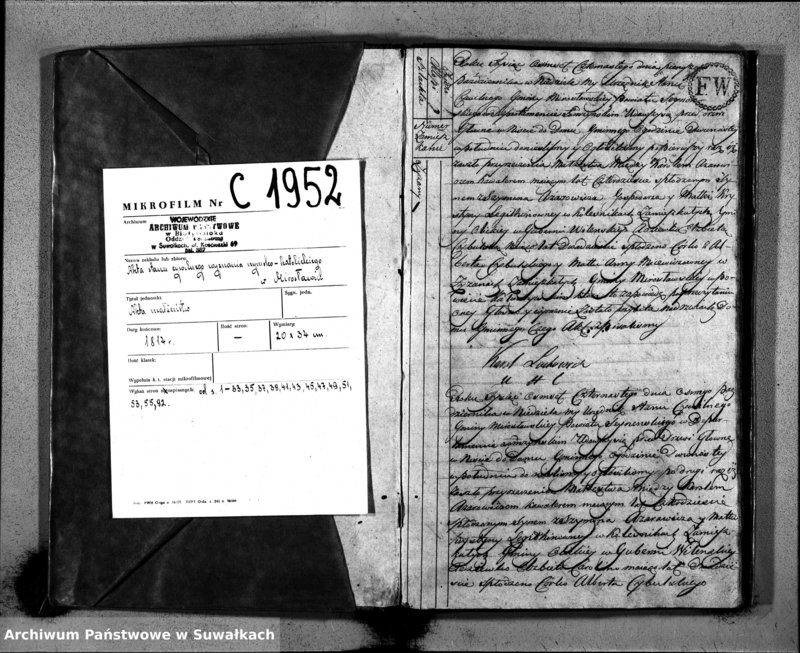 image.from.unit.number "Akta Zaślubionych w Gminie Mirosławskiey w R-u 1814 Od dnia 1 Stycznia do Ostatniego Grudnia"
