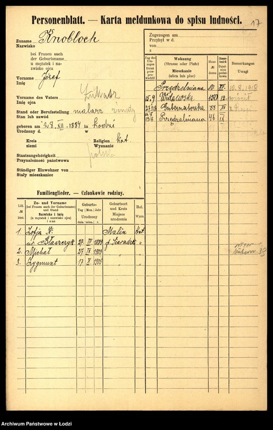 Obraz 19 z jednostki "[Spis ludności Łodzi] Knobloch - Kobyłecki"