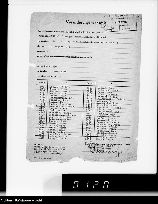 Obraz 5 z jednostki "Sonderkonto 12300. Arbeitsamt Posen Judenlager des Oberbürgermeisters von Posen"