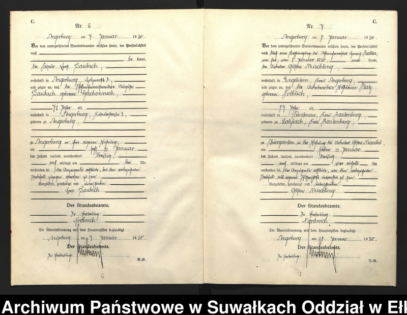 image.from.unit.number "C2. Sterbe - Register (Neben - Register) Standesamt Angerburg Ostpr. einschl. der Standesamtsbezirk Gross Strengeln, Kehlen und Prinowen"