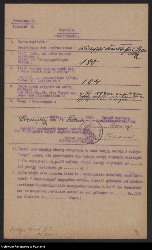 Obraz 7 z jednostki "[Zakłady dobroczynne - m.in. szpitali w Grudziądzu - przydziały mięsa]"