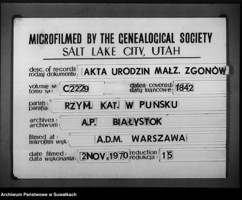 image.from.unit.number "Księga duplikat urodzonych, zaślubionych i umarłych parafiy katolickiej Puńsk na rok 1843"