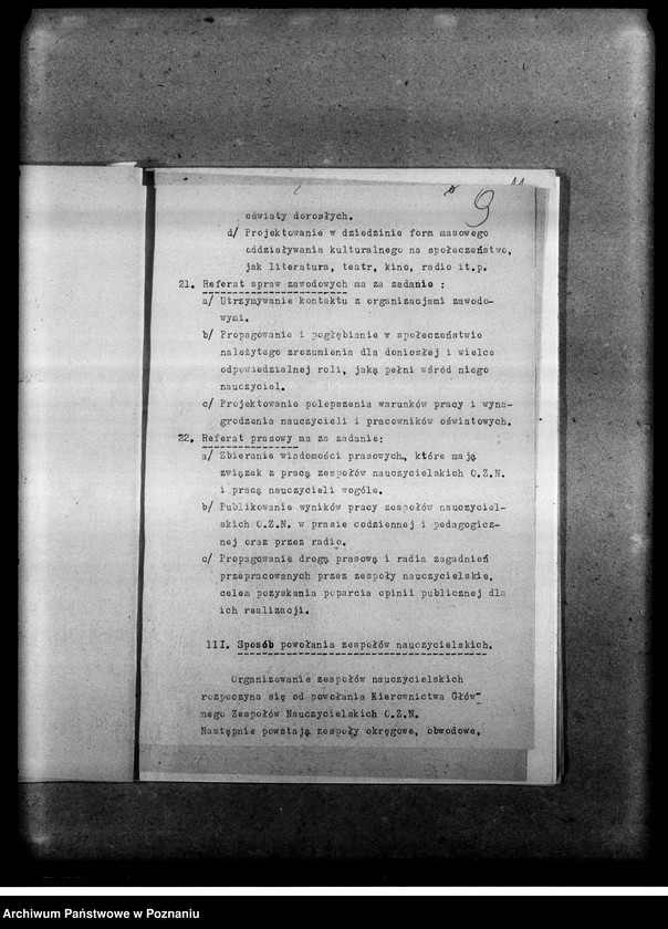 Obraz 12 z jednostki "Pisma okólne, instrukcje oraz korespondencja dotycząca organizacji i zadań zespołów nauczycielskich Obozu Zjednoczenia Narodowego. Listy obecnych na odprawach delegatów w/w sprawie"