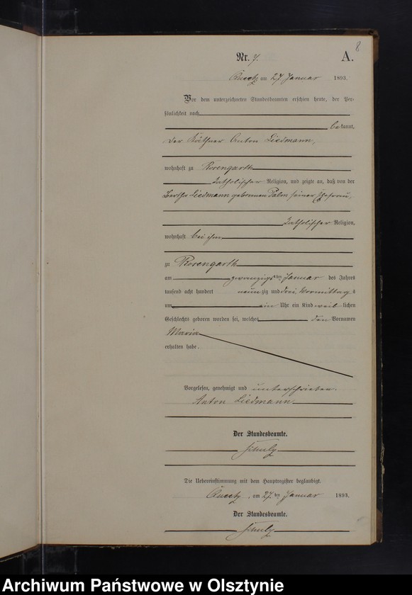 Obraz 10 z jednostki "Geburts-Neben-Register Nr 1 - 86"