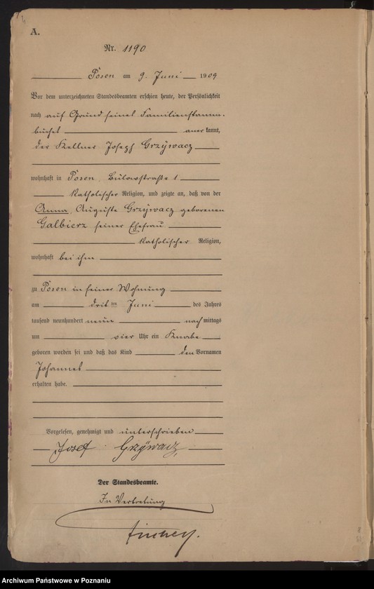 Obraz 6 z jednostki "Księga miejscowa urodzeń tom III [Rejestr główny urodzeń]"