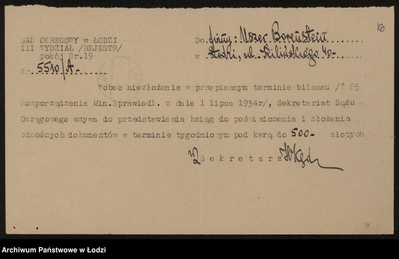 Obraz 18 z jednostki "Uszer Borenstein- wyrób i sprzedaż przędzy wigoniowej"