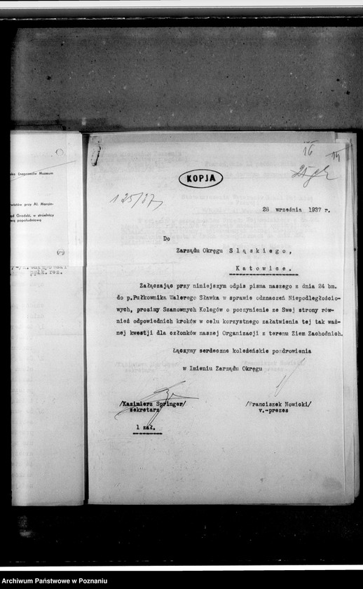 Obraz 20 z jednostki "Korespondencja m.in. z Zarządem Głównym"