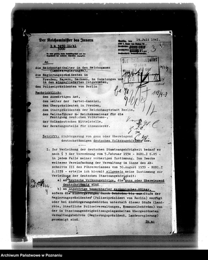 Obraz 7 z jednostki "Zarządzenia i korespondencja władz w sprawie niemieckiej listy narodowej"