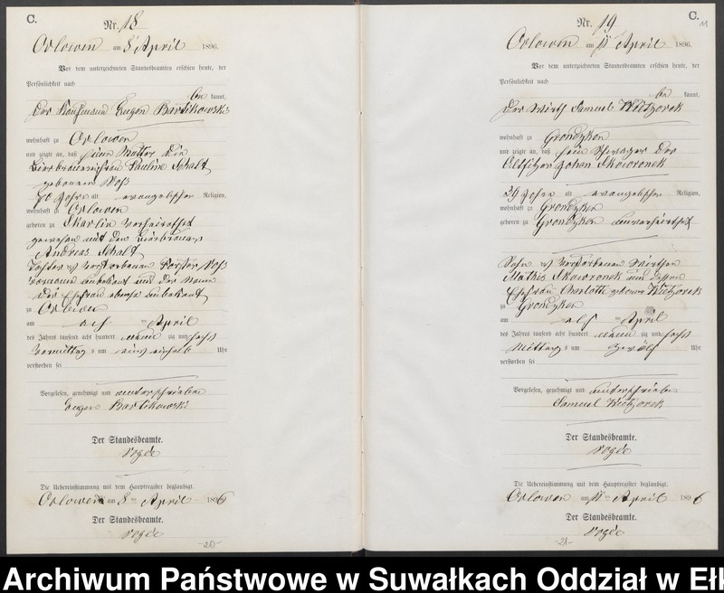 image.from.unit.number "Sterbe-Neben-Register des Preussischen Standes-Amtes Orlowen Kreis Loetzen"