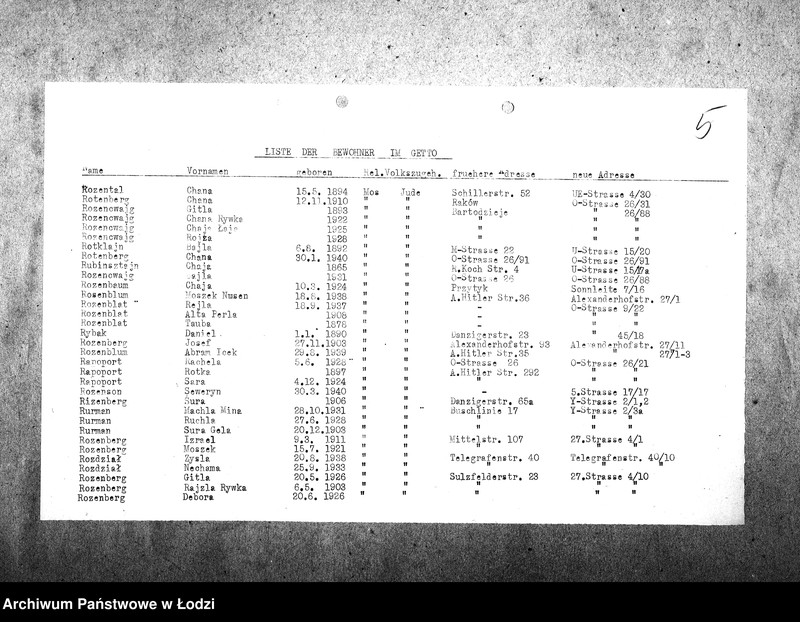 Obraz 8 z jednostki "[Alfabetyczny spis mieszkańców getta. Litera R]"