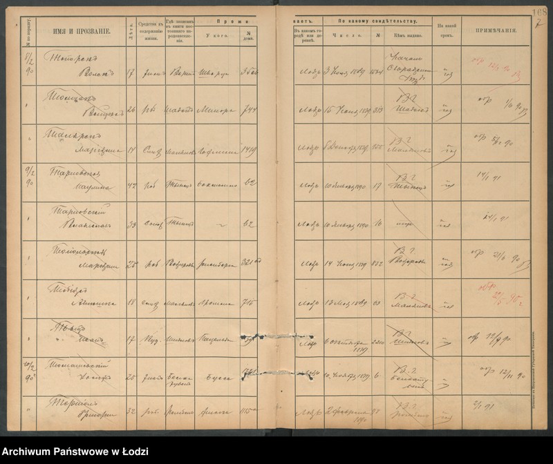 Obraz 9 z jednostki "[Księga ludności niestałej m. Łodzi lit. T]"