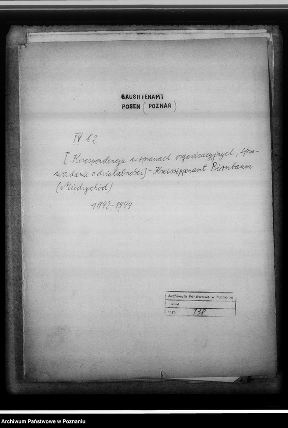 Obraz 4 z jednostki "[Korespondencja w sprawach organizacyjnych, sprawozdanie z działalności], Kreissippenamt Birnbaum [Międzychód]"