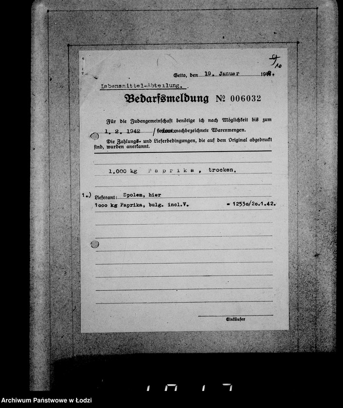 Obraz 14 z jednostki "Aufträge [Lieferscheinen und Rechnungen] 12481-12530 Lebensmitteleinkauf 5/Mü [Dostawa artykułów pierwszej potrzeby do Getta]."