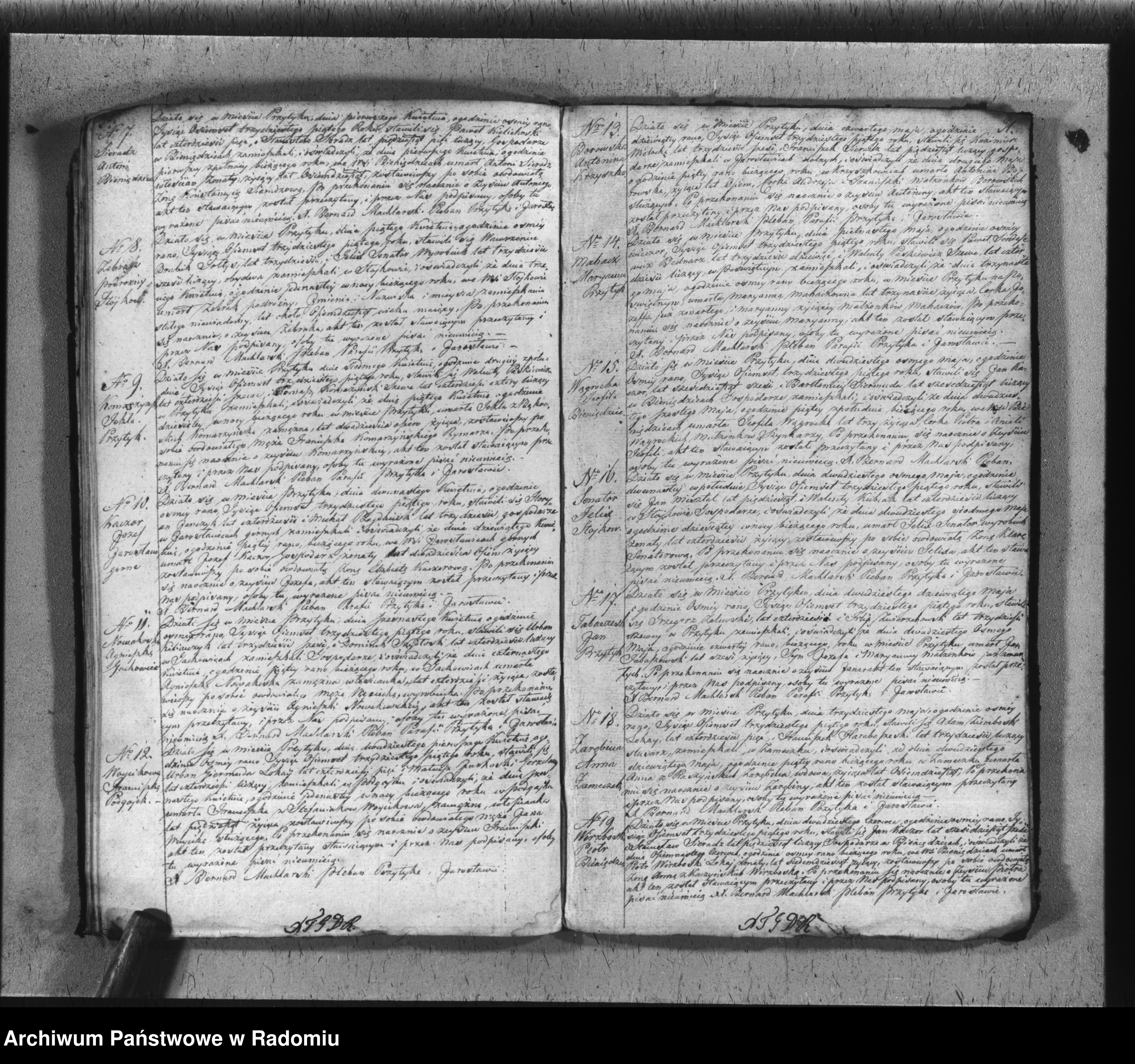 Skan z jednostki: Duplikat aktów urodzonych, zaślubionych i zmarłych w parafii Przytyk z Jarosławicami na rok 1835