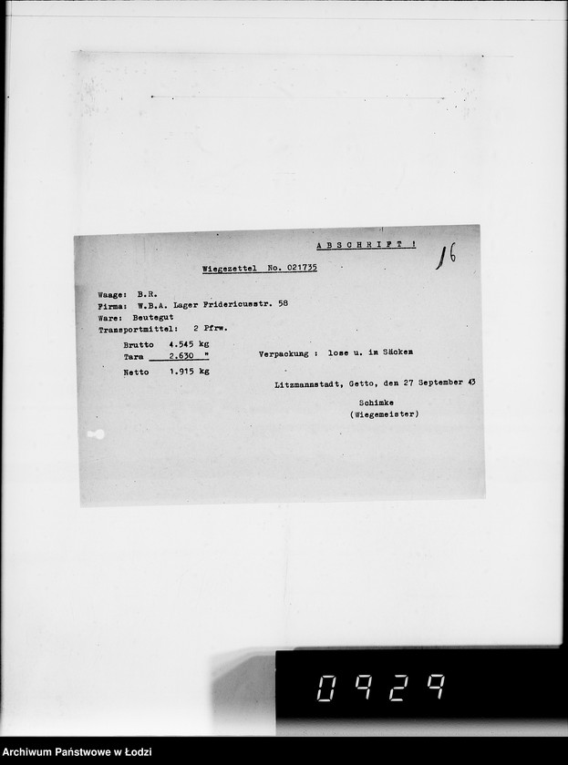 Obraz 20 z jednostki "Auftrag 588.Trennmaterial"