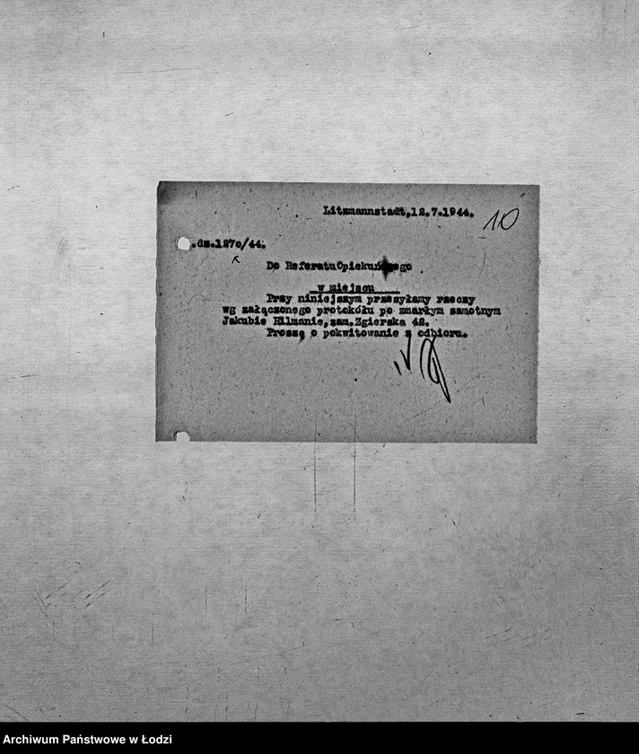 Obraz 13 z jednostki "[Korespondencja z Referatem Opiekuńczym, głównie w sprawach spadków po zmarłych]"