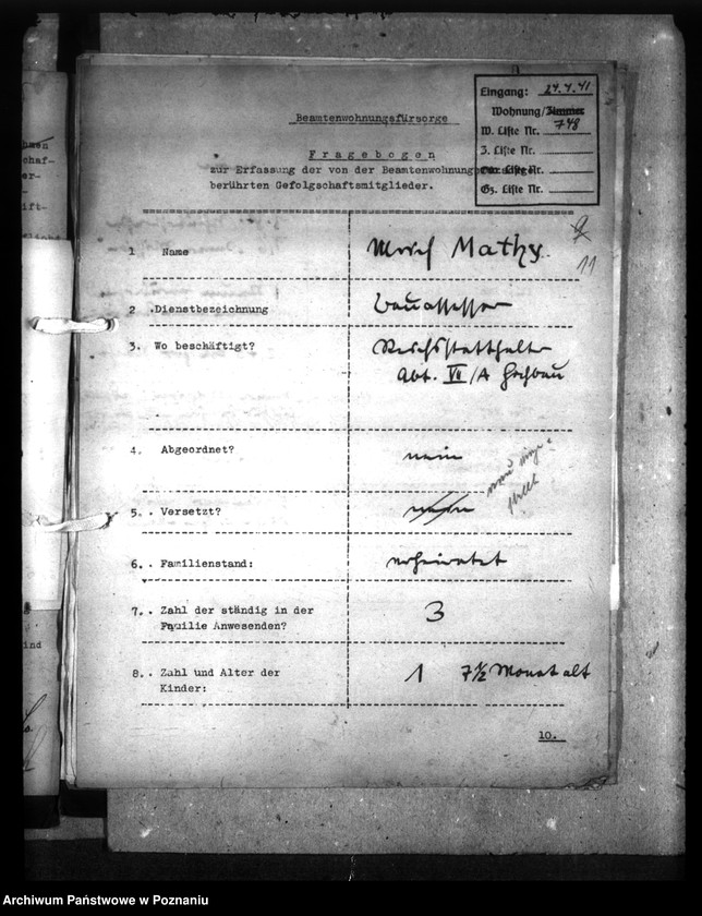 Obraz 14 z jednostki "Wohnungszuweisungen für Deutsche. Verdrängung der Polen."